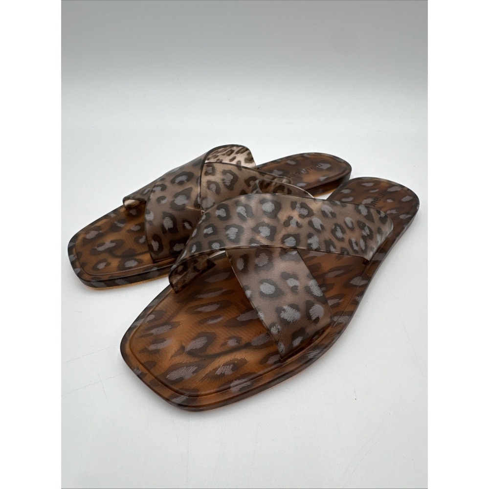 NEW Maurices Women's Cheetah Print Jelly Slides Summer Sandals Size 6 Square Toe